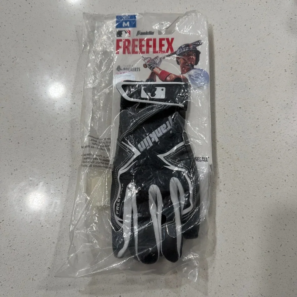 Franklin Freeflex Youth Medium Baseball Batting Glove‎ Black White MLB Single